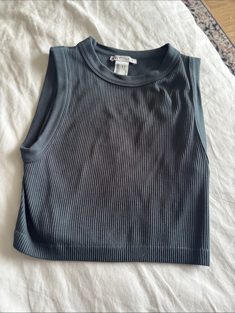 Zara Charcoal Ribbed Cropped Tank